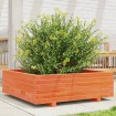 Jardinera de madera maciza de pino marrón cera 80x80x26,5 cm