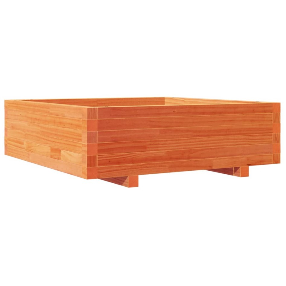 Jardinera de madera maciza de pino marrón cera 80x80x26,5