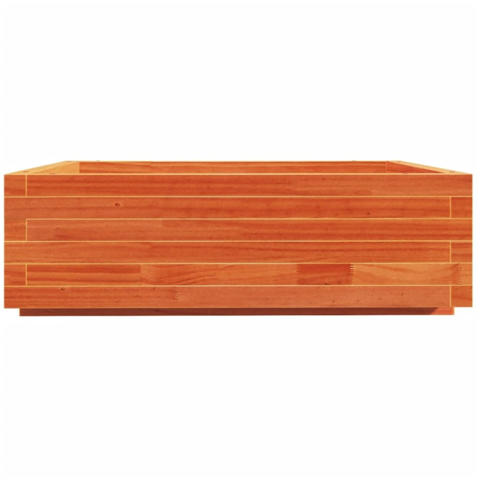Jardinera de madera maciza de pino marrón cera 80x80x26,5