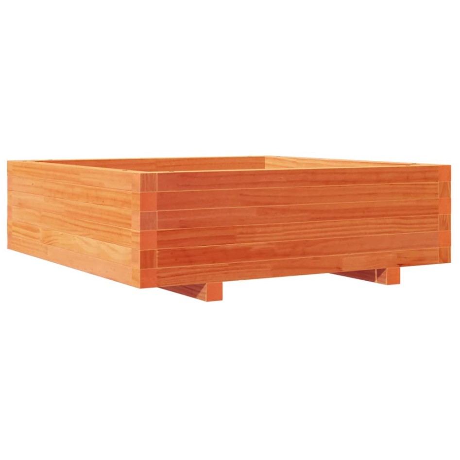 Jardinera de madera maciza de pino marrón cera 80x80x26,5
