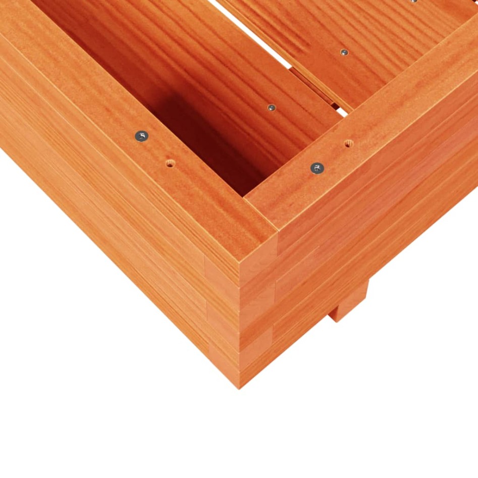 Jardinera de madera maciza de pino marrón cera 80x80x26,5