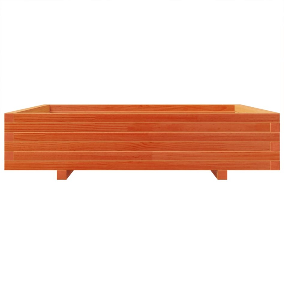 Jardinera de madera maciza de pino marrón cera 110x110x26,5