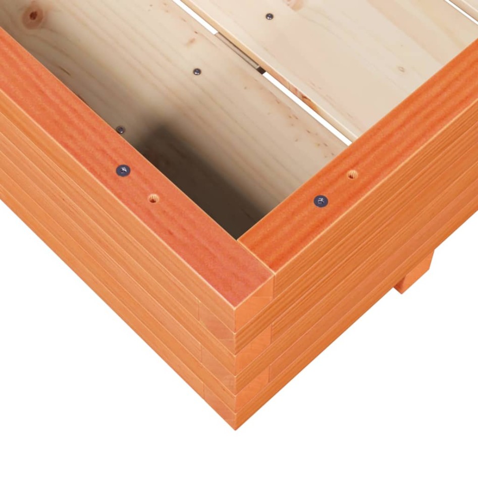 Jardinera de madera maciza de pino marrón cera 110x110x26,5