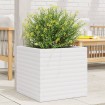 Jardinera de madera maciza de pino blanca 50x50x46 cm