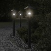 Lámparas de suelo de exterior 3 uds acero inoxidable negro 80cm