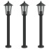 Lámparas de suelo de exterior 3 uds acero inoxidable negro