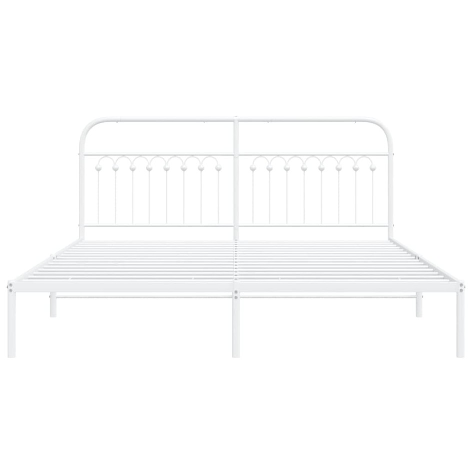 Estructura cama sin colchón con cabecero metal blanco