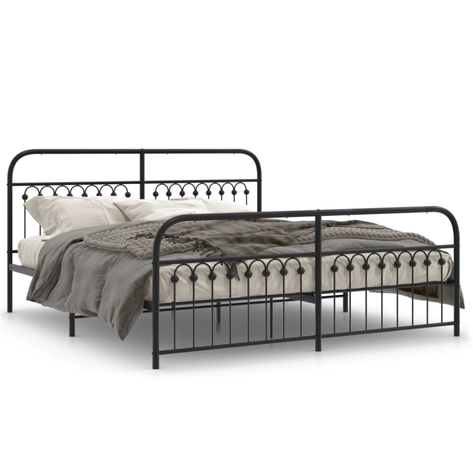 Estructura cama sin colchón con estribo metal negro 183x213
