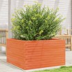 Jardinera de madera maciza de pino marrón cera 80x80x45,5 cm