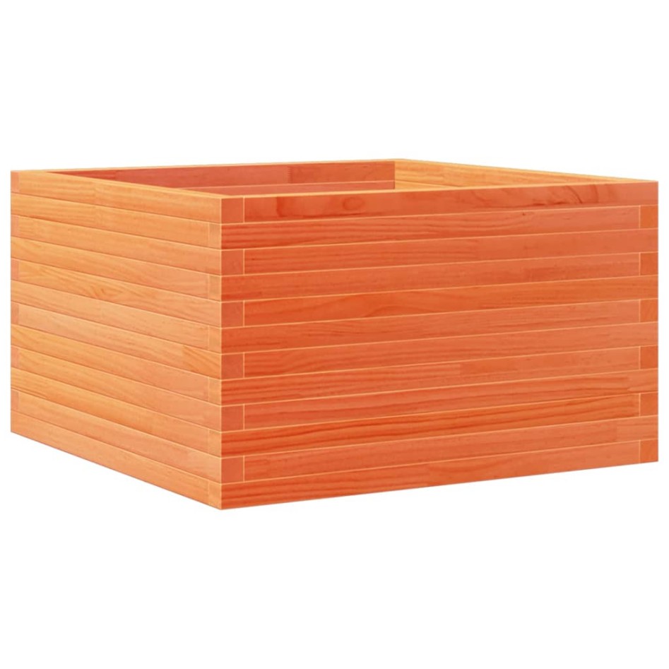 Jardinera de madera maciza de pino marrón cera 80x80x45,5