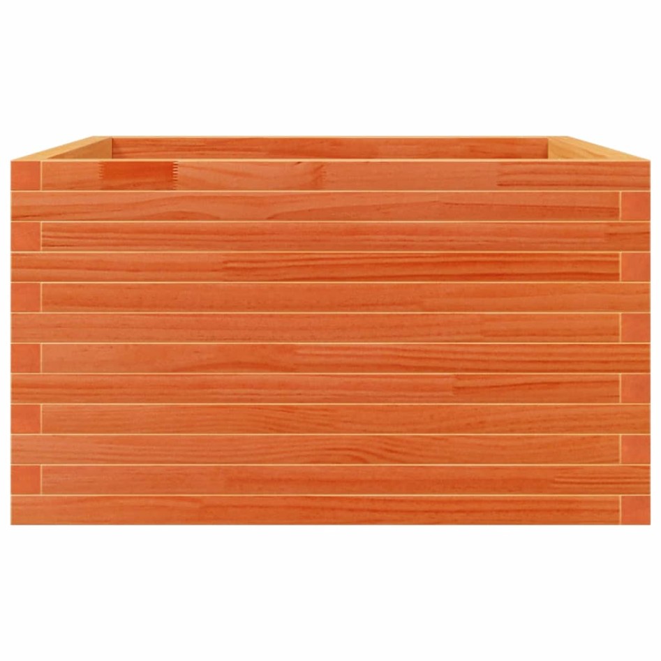 Jardinera de madera maciza de pino marrón cera 80x80x45,5