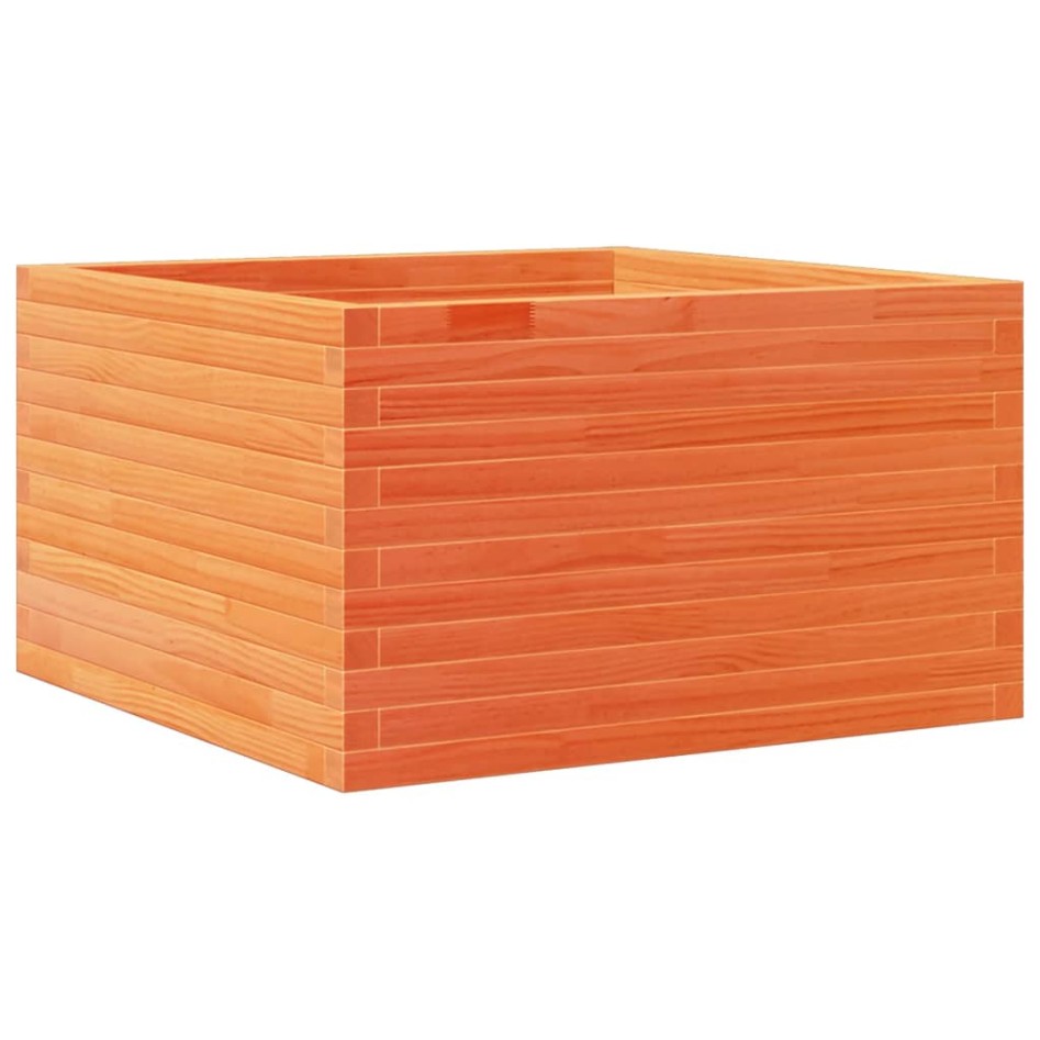Jardinera de madera maciza de pino marrón cera 80x80x45,5