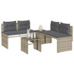 Set de sofás de jardín 4 pzas y cojines ratán sintético gris