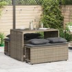 Set comedor de jardín 3 piezas con cojines ratán sintético gris