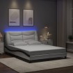Estructura cama con LED cuero sintético blanco negro 140x200 cm