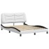 Estructura cama con LED cuero sintético blanco negro 140x200