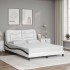 Estructura cama con LED cuero sintético blanco negro 140x200