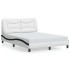 Estructura cama con LED cuero sintético blanco negro 140x200