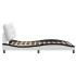 Estructura cama con LED cuero sintético blanco negro 140x200