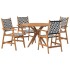 Juego de comedor de jardín 5 piezas madera maciza de