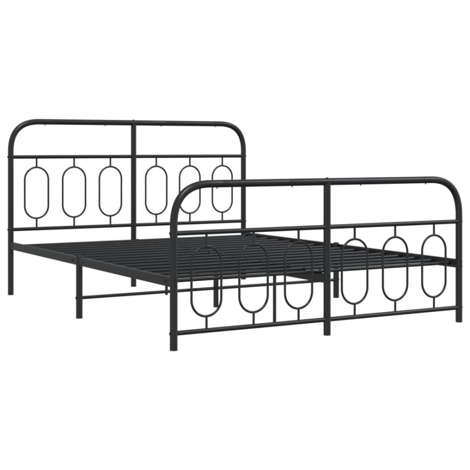 Estructura cama sin colchón con estribo metal negro 140x190