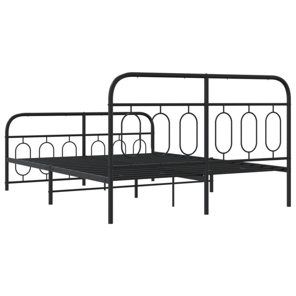 Estructura cama sin colchón con estribo metal negro 140x190