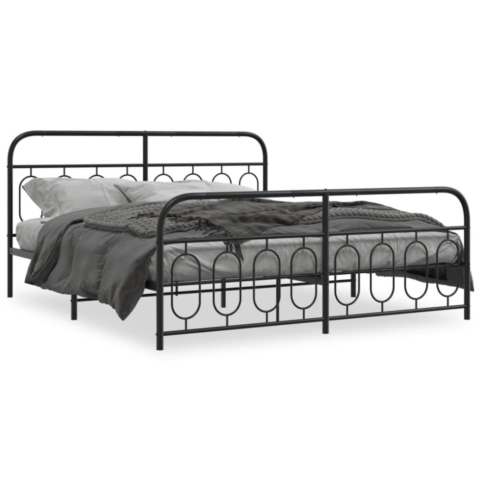 Estructura cama sin colchón con estribo metal negro 183x213