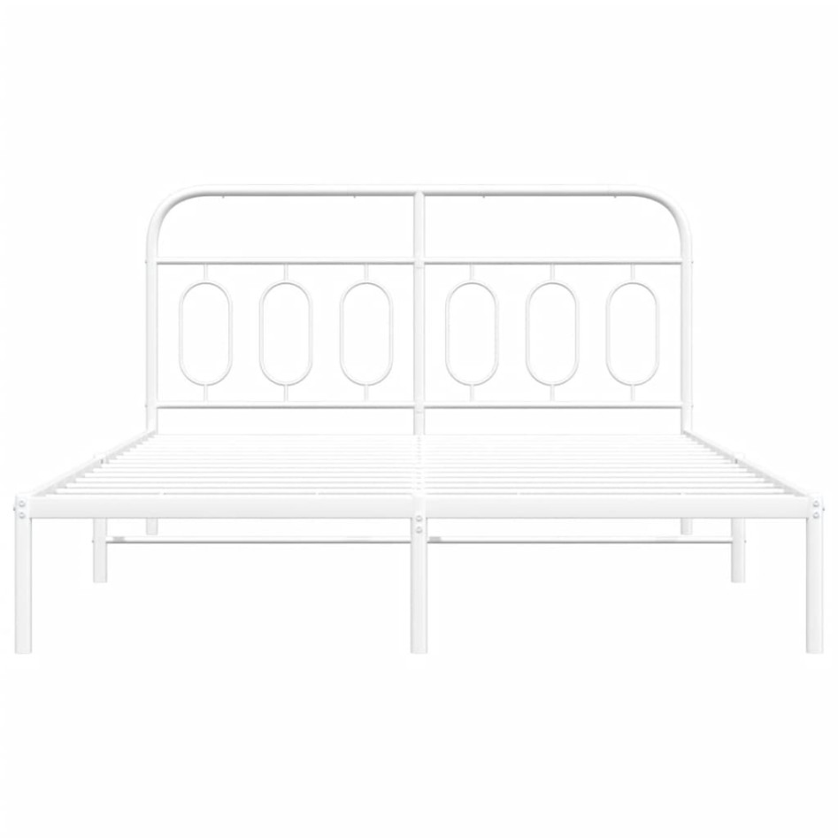 Estructura cama sin colchón con cabecero metal blanco