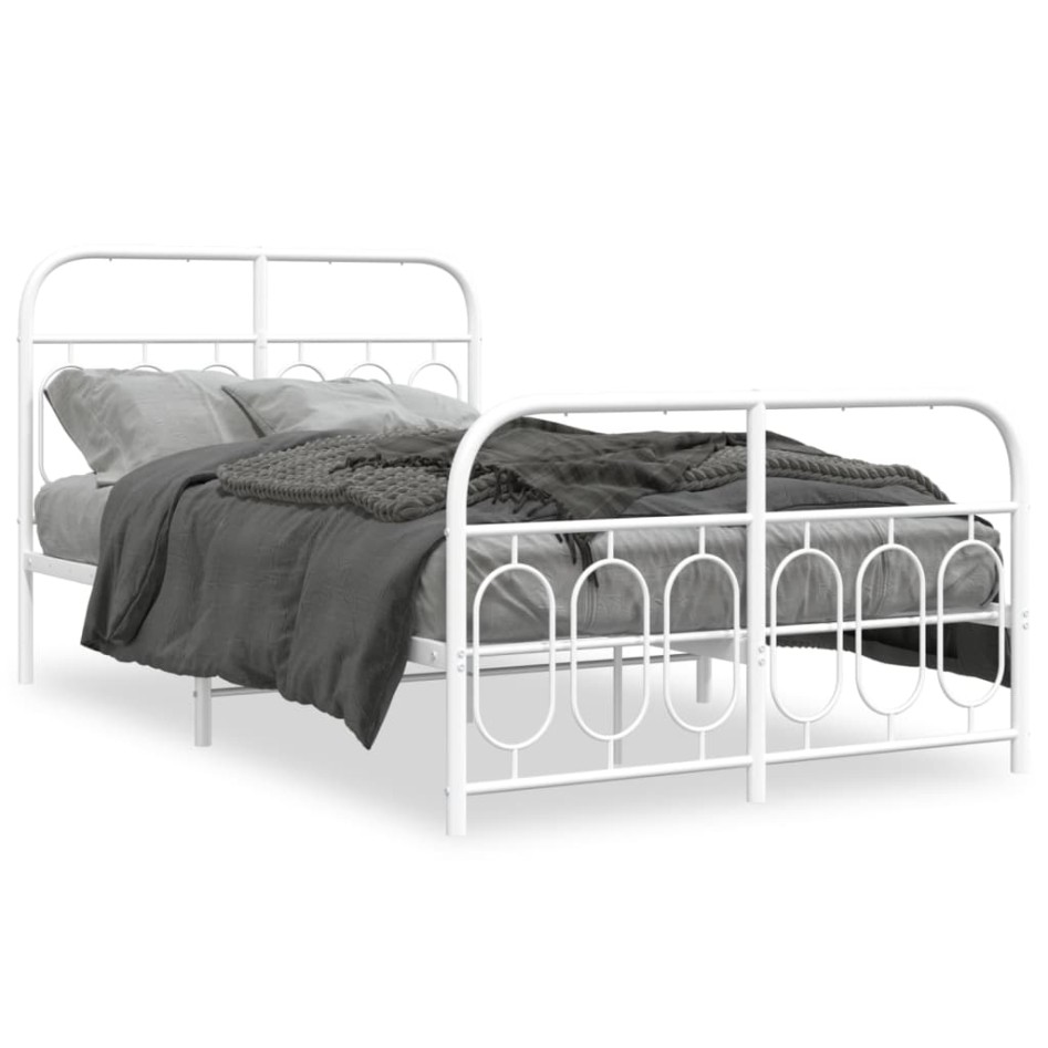 Estructura cama sin colchón con estribo metal blanco 120x200