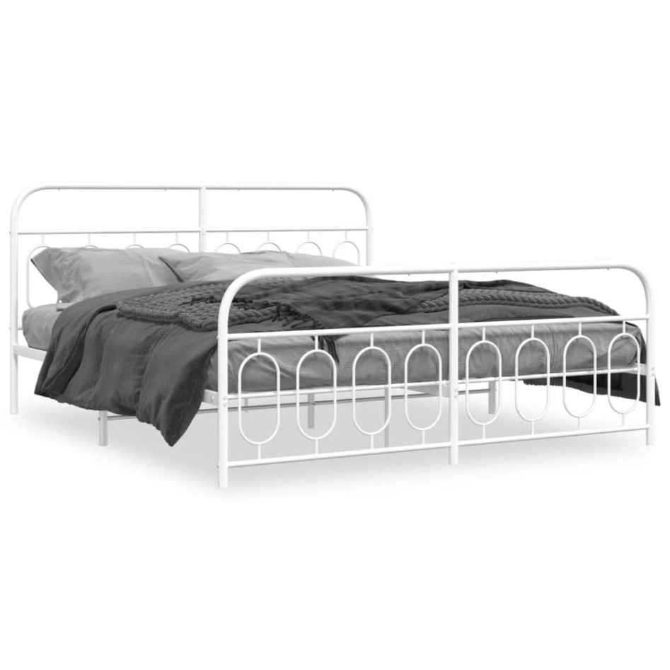 Estructura cama sin colchón con estribo metal blanco 183x213