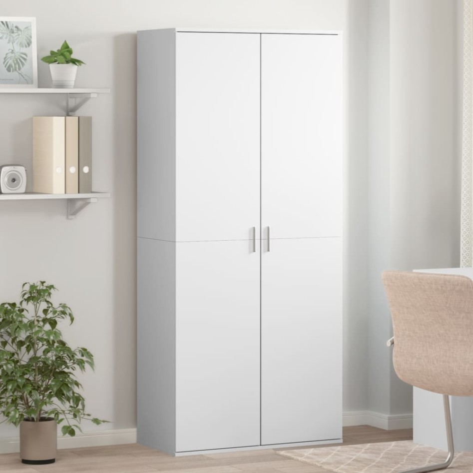 Mueble zapatero de madera de ingeniería blanco 80x39x178