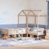 Set de cama y banco con techo madera maciza de pino 80x200