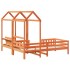 Set de cama y banco con techo madera de pino marrón 90x190