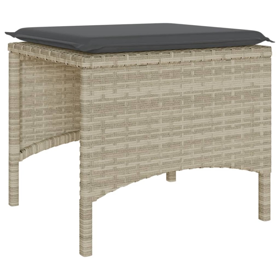 Sofá jardín 2 plazas con mesa y taburetes ratán PE gris