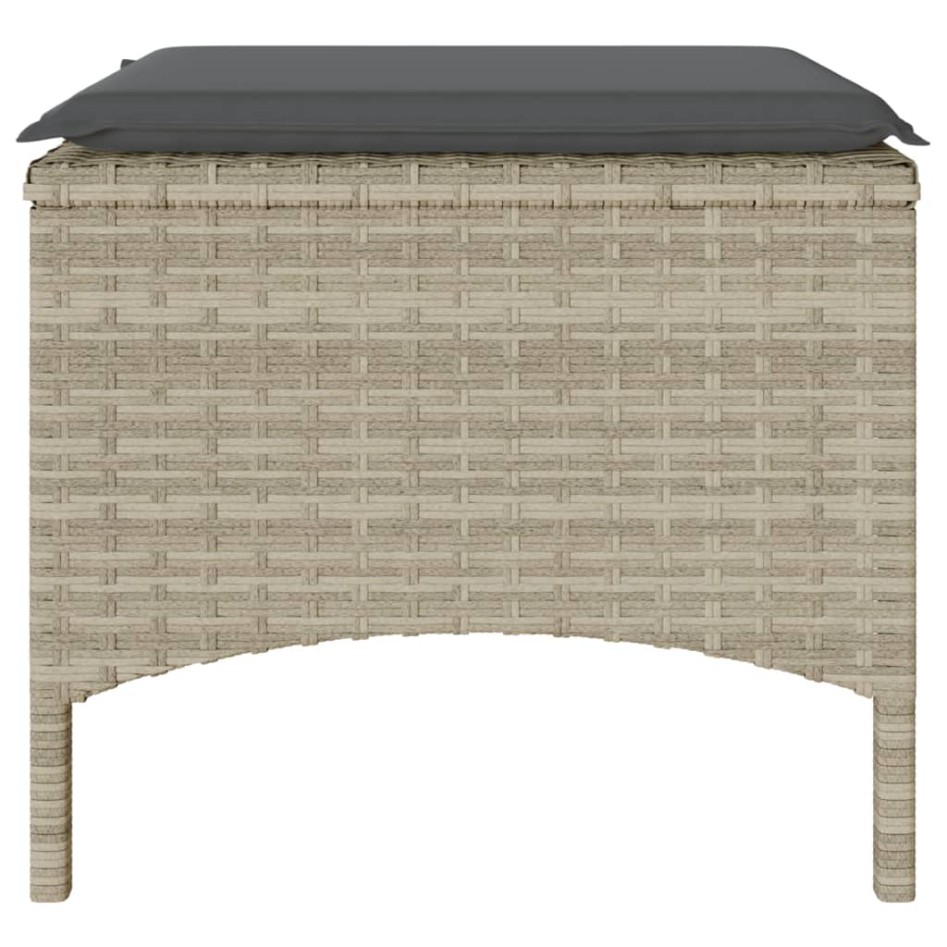 Sofá jardín 2 plazas con mesa y taburetes ratán PE gris