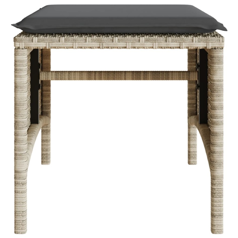 Sofá jardín 2 plazas con mesa y taburetes ratán PE gris