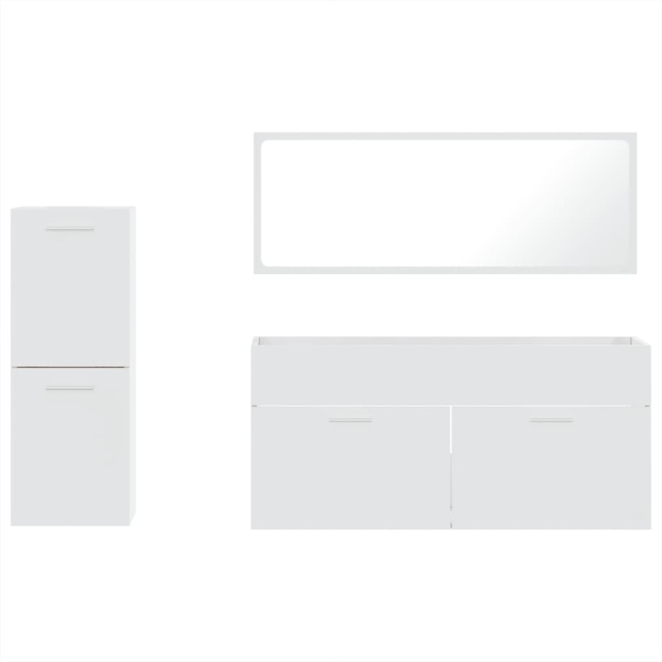 Set muebles de baño 3 piezas madera contrachapada blanco