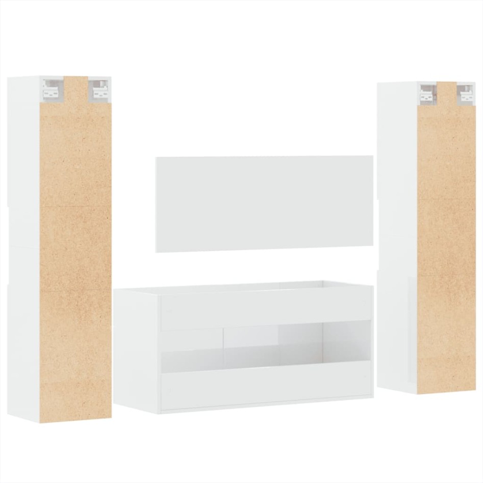 Juego muebles de baño 4 pzas madera contrachapada blanco