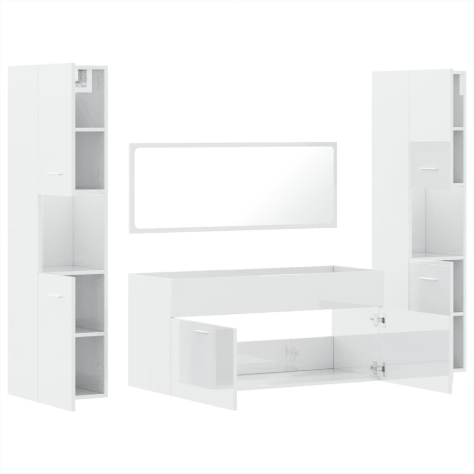 Juego muebles de baño 4 pzas madera contrachapada blanco