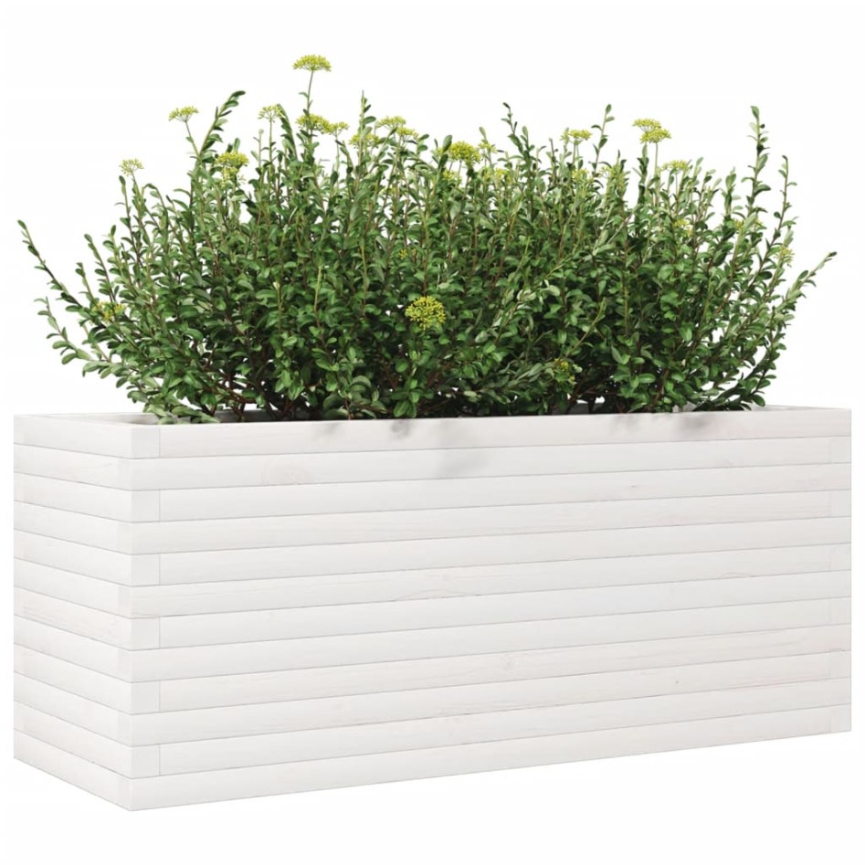 Jardinera de madera maciza de pino blanco 110x40x45,5