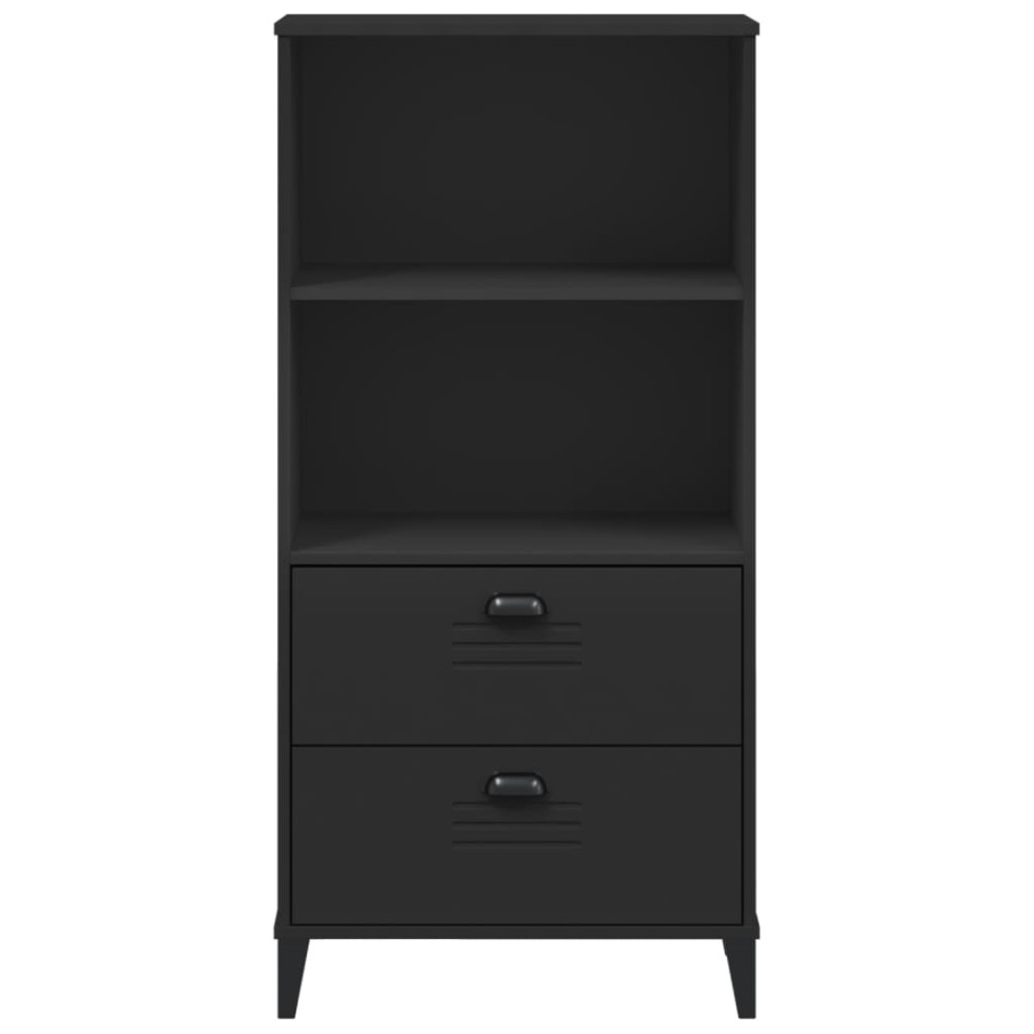 Librería VIKEN madera maciza de pino negro 60x35x123
