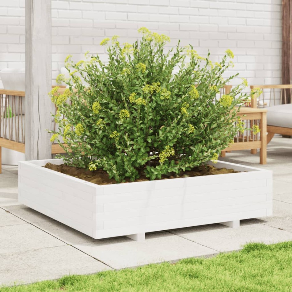 Jardinera madera maciza de pino blanco 100x100x26,5