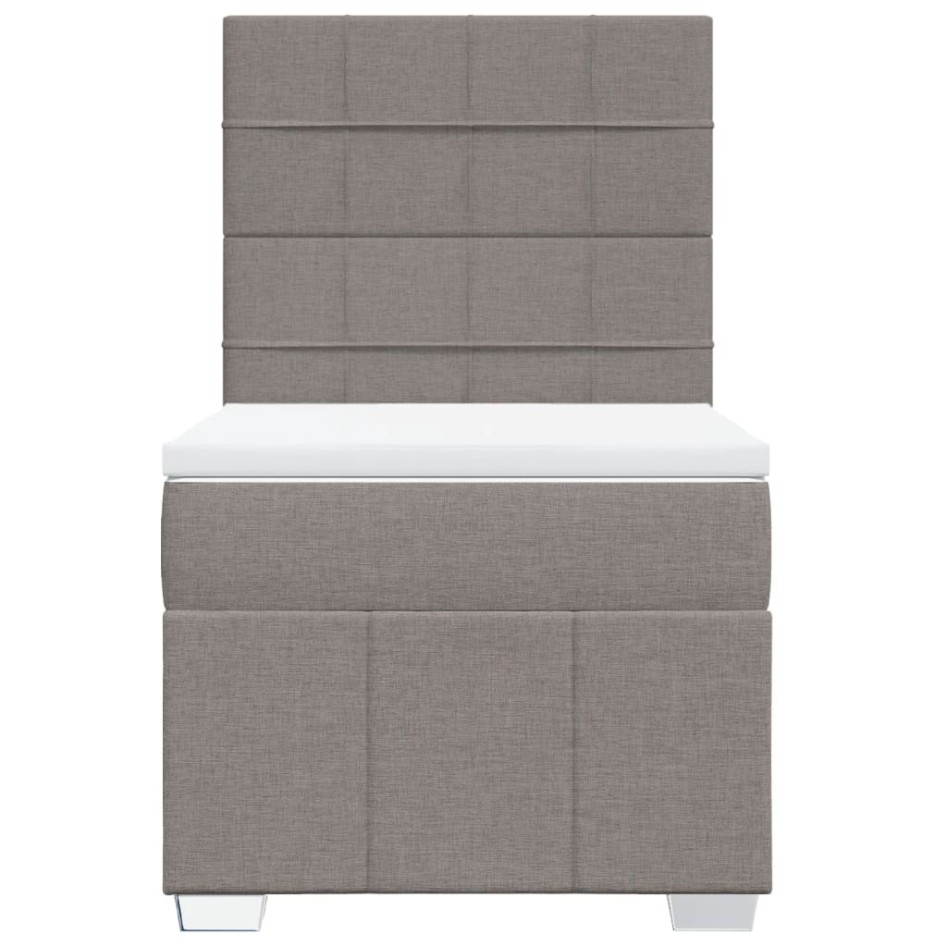 Cama box spring con colchón tela gris taupe 90x200