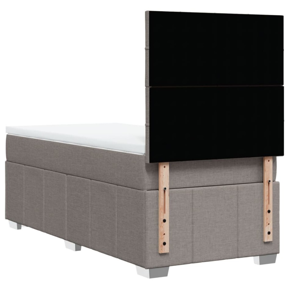 Cama box spring con colchón tela gris taupe 90x200