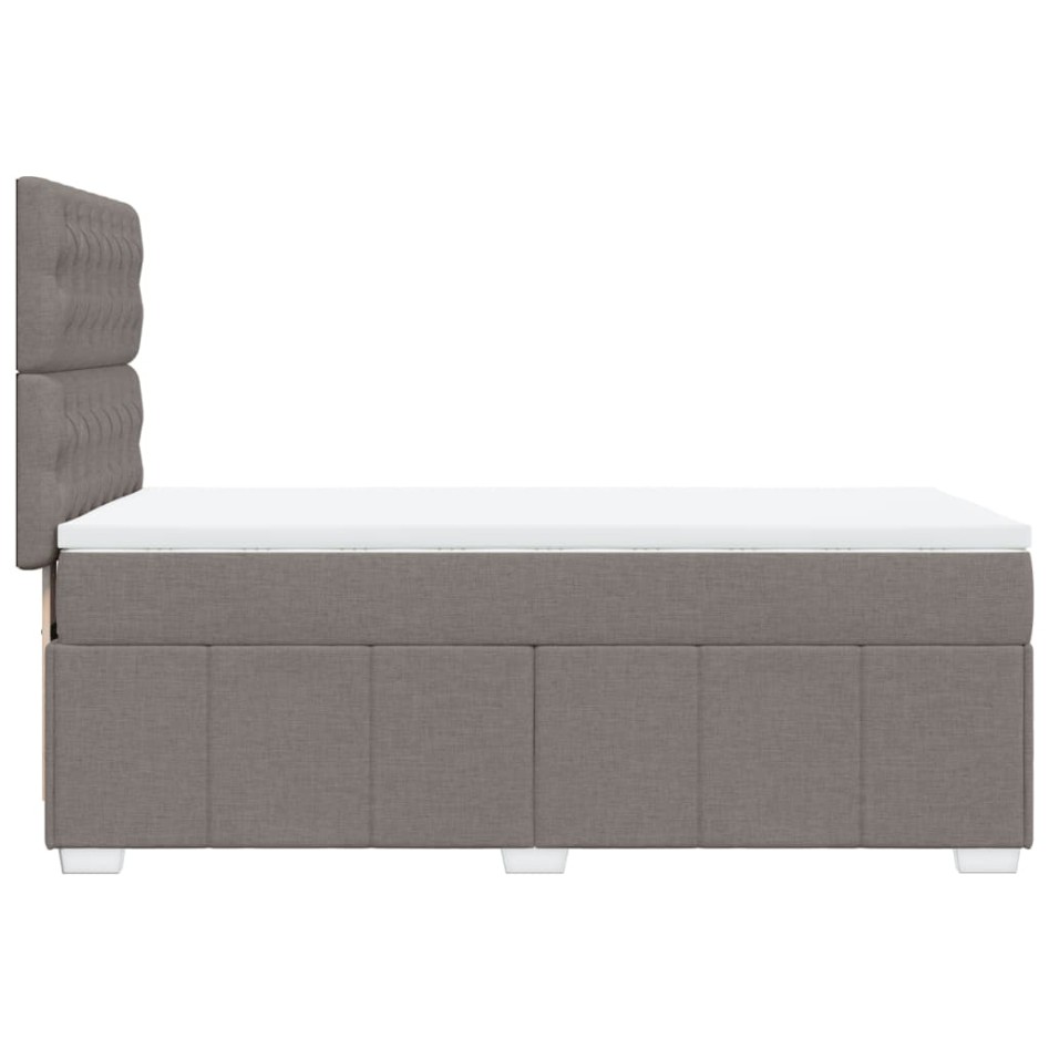 Cama box spring con colchón tela gris taupe 90x200