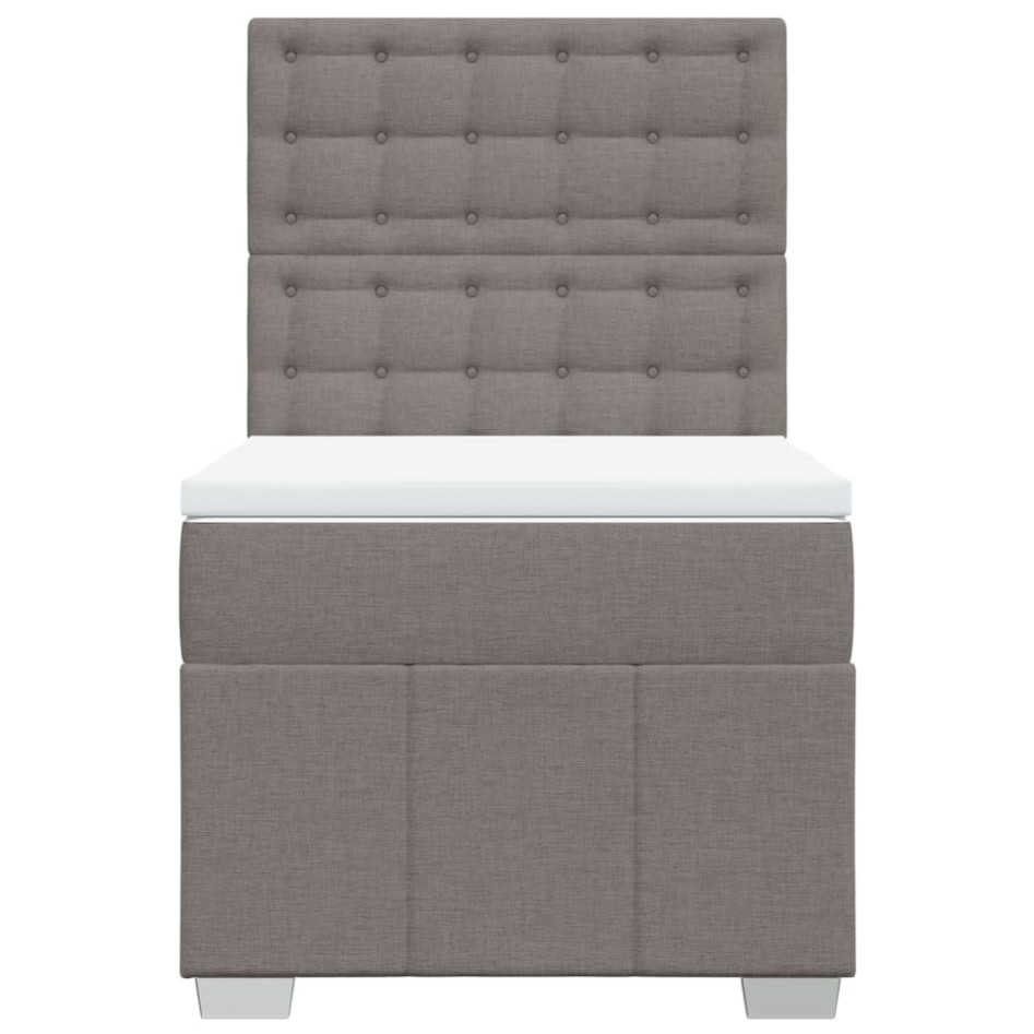 Cama box spring con colchón tela gris taupe 90x200