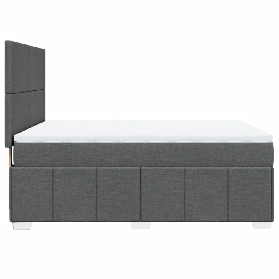 Cama box spring con colchón tela gris oscuro 140x200
