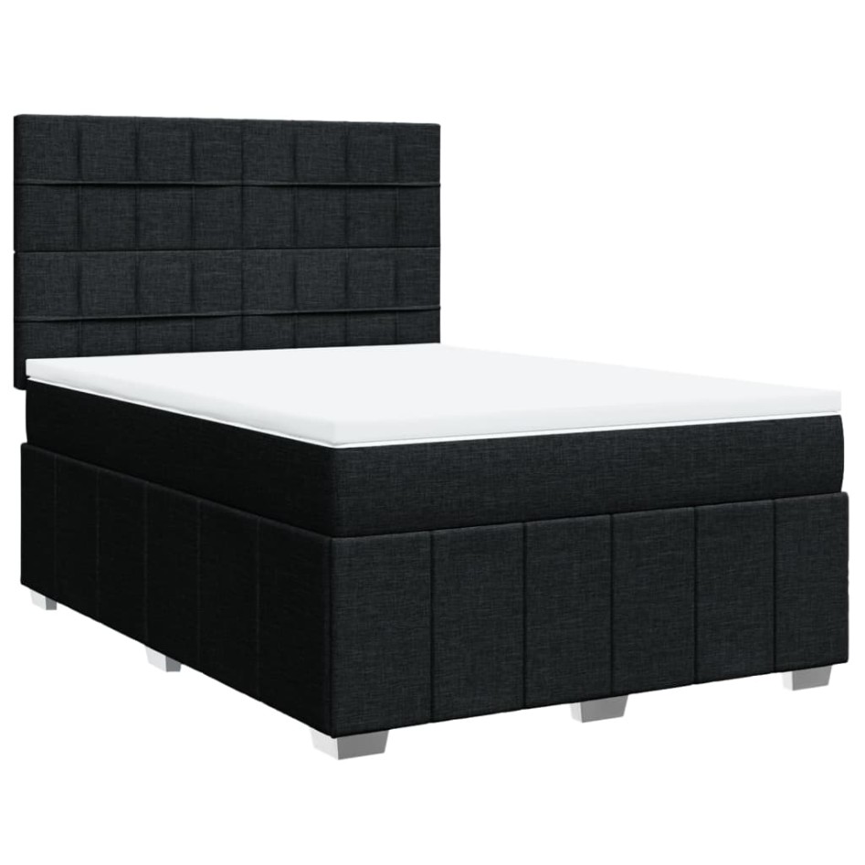 Cama box spring con colchón tela negro 140x200