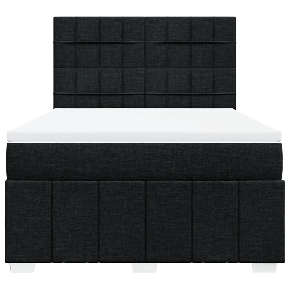 Cama box spring con colchón tela negro 140x200