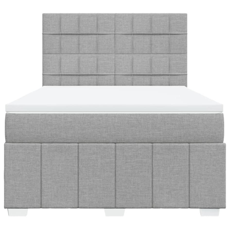 Cama box spring con colchón tela gris claro 140x200